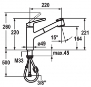 KWC Luna E2, Einhebelmischer chrom, Hochdruck Schlauchbrause, 5022243