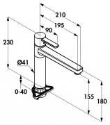 KLUDI Zenta 1, Einhebelmischer chrom, Niederdruck, 5023039