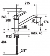 KWC Luna S, Einhebelmischer chrom, Hochdruck, 5022117