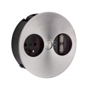 Naber Twist USB A, Steckdosenelement edelstahlfarbig, mit belgischer franz�sischer Steckdose, 7053173