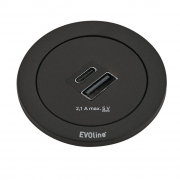 Naber Evoline� One Doppel USB A+C, Steckdosenelement Ring schwarz, 7053182