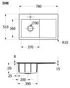 Villeroy & Boch Subway Style 45, Farbe SL Stone, Classicline, Becken links
