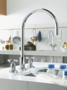 Dornbracht Tara Dreilochbatterie, Hochdruck, Dark Platinum geb�rstet, 20815892-99