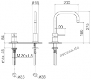 Dornbracht Meta.02 Einhebelmischer, Zweilochbatterie, Hochdruck, Messing geb�rstet, 32800625-28
