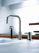 Dornbracht Meta.02 Einhebelmischer, Zweilochbatterie, Hochdruck, Dark Platinum geb�rstet, 32815625-99