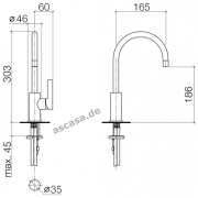 Dornbracht Tara Ultra Einhebelmischer, Bar Tap, Hochdruck, Platin, 33805875-08