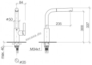 Dornbracht Elio Pull-Out Einhebelmischer mit herausziehbarem Auslauf, Hochdruck, Messing geb�rstet, 33840790-28