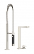 Dornbracht Lot Einhebelmischer, Zweilochbatterie + Profibrausegarnitur, Hochdruck, Platin, 32843680-08+27784970-08