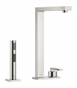 Dornbracht Lot Einhebelmischer, Zweilochbatterie + Sp�lbrausegarnitur, Hochdruck, Platin geb�rstet, 32843680-06+27722970-06