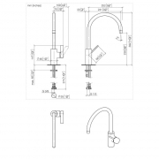 Dornbracht Tara Ultra Einhebelmischer + Sp�lbrausegarnitur, Hochdruck, Platin, 33826875-08+27721970-08
