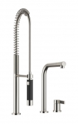 Dornbracht Elio Einhebelmischer, Zweilochbatterie + Profibrausegarnitur, Hochdruck, Platin gebrstet, 32800790-06+27789970-06