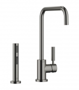 Dornbracht Meta.02 Einhebelmischer, + Sp�lbrausegarnitur, Hochdruck, Dark Platinum geb�rstet, 33820625-99+27721970-99