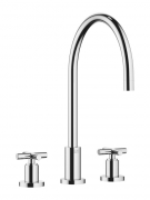 Dornbracht Tara Dreilochbatterie + Sp�lbrausegarnitur, Hochdruck, Platin geb�rstet, 20815892-06+27721970-06