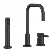 Dornbracht Meta.02 Einhebelmischer Zweilochbatterie + Sp�lbrausegarnitur, Hochdruck, Schwarz matt, 32800625-33+27721970-33