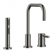 Dornbracht Meta.02 Einhebelmischer Zweilochbatterie + Sp�lbrausegarnitur, Hochdruck, Dark Platinum geb�rstet, 32800625-99+27721970-99