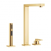 Dornbracht Lot Einhebelmischer, Zweilochbatterie + Sp�lbrausegarnitur, Hochdruck, Messing geb�rstet, 32800680-28+27722970-28