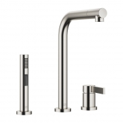 Dornbracht Elio Einhebelmischer, Zweilochbatterie + Splbrausegarnitur, Hochdruck, Platin gebrstet, 32800790-06+27721970-06