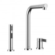 Dornbracht Elio Einhebelmischer, Zweilochbatterie + Splbrausegarnitur, Hochdruck, Chrom gebrstet, 32800790-93+27721970-93