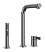 Dornbracht Elio Einhebelmischer, Zweilochbatterie + Splbrausegarnitur, Hochdruck, Dark Platinum gebrstet, 32800790-99+27721970-99