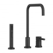 Dornbracht Meta.02 Einhebelmischer, Zweilochbatterie + Sp�lbrausegarnitur, Hochdruck, Schwarz matt, 32815625-33+27721970-33