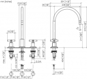 Dornbracht Tara Dreilochbatterie + Profibrausegarnitur, Hochdruck, Platin geb�rstet, 20815892-06+27789970-06