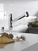 Dornbracht Eno Pull-Out Einhebelmischer mit Brausefunktion, Hochdruck, Dark Platinum geb�rstet, 33875760-99