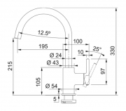 Franke Lina Einhebelmischer, Hochdruck Festauslauf, Chrom, 115.0625.988