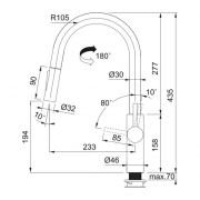 Franke Pescara Slide In Einhebelmischer, Hochdruck Zugauslauf, Black Matt, 115.0575.968