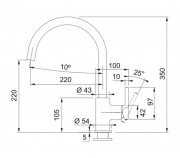 Franke Lina XL Einhebelmischer, Hochdruck Festauslauf, Steingrau, 115.0626.022
