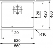 Franke Kubus 2 KNG 110-52 Fragranit+ Black Matt - Black Collection, Unterbausp�le 60 cm, 125.0685.161