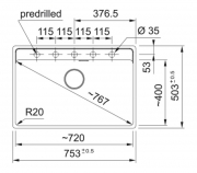 Franke Maris MRG 210-72 A Fragranit DuraKleen Plus, Farbe Cashmere, fl�chenb�ndig, Handbet�tigung, 135.0683.042