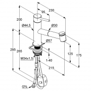 Systemceram KeraDomo STEEL, Einhebelmischer mit Zugauslauf, Hochdruck, 10024, Farbe chrom