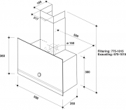 Bauknecht DBHVA 62F LM K, Wandhaube 60 cm, schwarzes Glas, EEK: A, mit 5 Jahren Garantie!