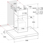 Bauknecht DBHBS 64 LM X, Wandhaube 60 cm, Edelstahl, EEK: C, mit 5 Jahren Garantie!